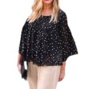 Anthropologie Floreat Black Polka Dot Shirt